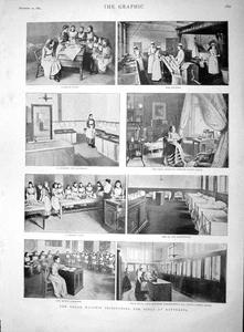 Original Old Antique Print 1895 Royal Masonic Institute Girls Battersea School - Picture 1 of 2