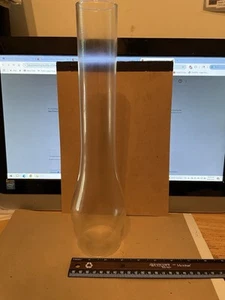 3 Inch Base by 14 Inch Tall Clear Glass Oil and Kerosene Lamp Chimney NOS - Picture 1 of 2