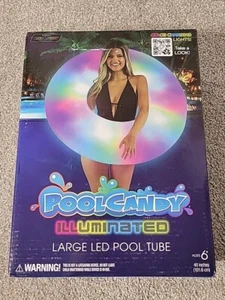 Pool Candy Illuminated Colors LED LIGHT UP 40 in Beach Pool Inner TUBE Large New - Picture 1 of 4