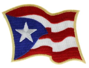 Puerto Rico Wavy Flag Embroidered Patch IVAN2047 F2D27T - Picture 1 of 1