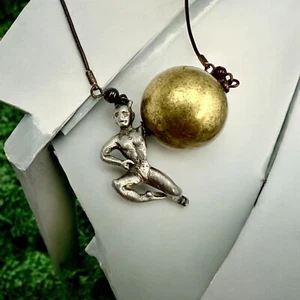 Pendant+chain, Vintage Brass Ball with Devil, jewelry bijouterie, pendant devil - Picture 1 of 15