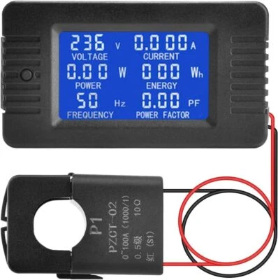 LCD Digital Amperemeter Voltmeter AC 80-260V 100A,Leistungsmesser mit offenem CT - Bild 1 von 4