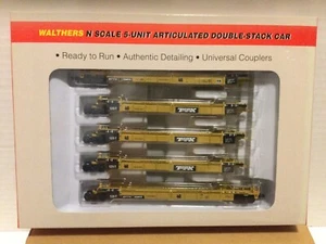 N WALTHERS 932-8108 THRALL 5-UNIT ARTICULATED DOUBLE STACK CAR TTX # 72855 - Picture 1 of 3