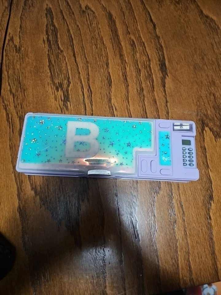 Estuche de lápices magnético de doble cara Justice Girls sacapuntas calculadora almacenamiento Foto 1 de 4