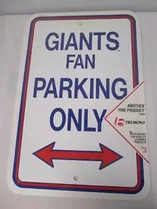 NEW 1993 FREMONT NEW YORK GIANTS FOOTBALL FAN PARKING ONLY SIGN ~ SEALED - Picture 1 of 5