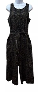 Banana Republic Animal Print Wide-Leg Cropped Jumpsuit Linen Blend Size 8 - Picture 1 of 10