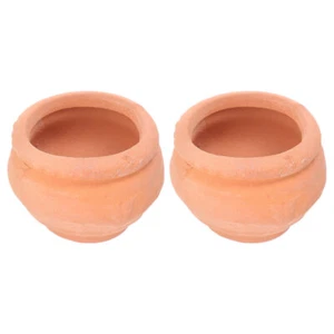 2 Pcs Mini Terracotta Pots Flower Plant Containers Tiny Cactus Basin Small - Picture 1 of 12