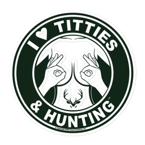 I Love Titties Tatas and Hunting Vinyl Stickers Wall Decals - Bild 1 von 4
