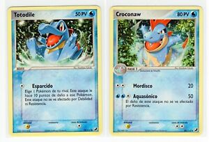 ~ESP~ SPANISH Totodile & Croconaw EX Unseen Forces Pokemon Cards (Ref:W71&72)