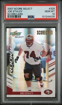 2007 Score Select Joe Staley Scorecard /100 Rookie #325 PSA 10 Pop 1 - Image 1 of 2