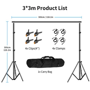 2- 3m Heavy Duty Backdrop Stand Kit Photography Green Screen Background Studio - Picture 1 of 21