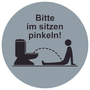 Bitte im sitzen pinkeln Aufkleber 10 cm silber - Bild 1 von 1