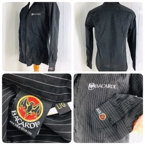 Bacardi Rum Men's Size LARGE L Black Pin Striped Long Sleeve Button Down Shirt - Picture 1 of 12