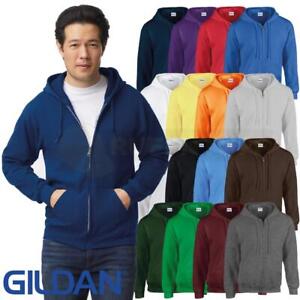 Gildan Heavy Full Zip Hoodie Mens Classic Hooded Sweatshirt Unisex Jumper Top