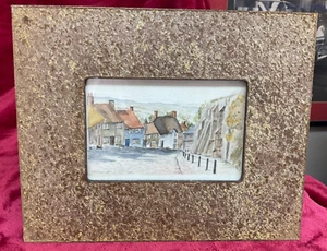 Acquerello Originale Vintage - Paesaggio vecchie case HB Caddogan '86 piccola cornice - Foto 1 di 10