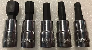 5 CRAFTSMAN 1/4 IN DRIVE SAE HEX SOCKETS 3/16, 7/32, 1/4, 5/16, AND 3/8 INCH NEW - Picture 1 of 3