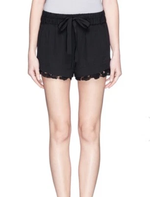 IRO 短裤黑色刺绣扇贝装饰 Dainie 抽绳腰围 36 码 — 第 1/4 张图片