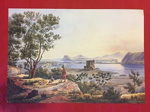 GIACINTO GIGANTE - BAIA (NA) FINE ART PRINT REPLICA of ENGRAVING WATERCOLOR 1800 - Foto 1 di 1