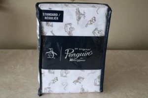 AN ORIGINAL PENGUIN SAFARI ANIMALS GEAR STANDARD PILLOWCASES-BROWN/WHITE-NEW S/2 - Picture 1 of 1
