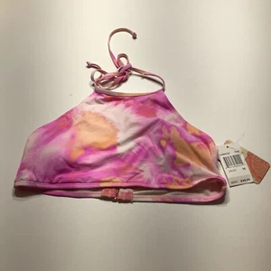 Hobie Girls Bikini Swim Top Womens Size 16 Pink Tie Dye Halter Neck NWT - Picture 1 of 14