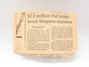 OG Newspaper Clipping, OJ Simpson Loses Mansion Liable Slaying Wife July 15 1997 - Picture 1 of 4