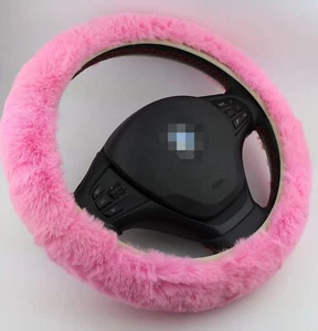 New Artificial Fur Steering Wheel Cover Protectro Furry Soft Winter Warmer PINK - Picture 1 of 3