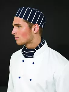 10 pcs CHEFS SKULL CAP HAT FOR PROFESSIONAL CATERING CHEF KITCHEN COOKS STRIPEs - Picture 1 of 1