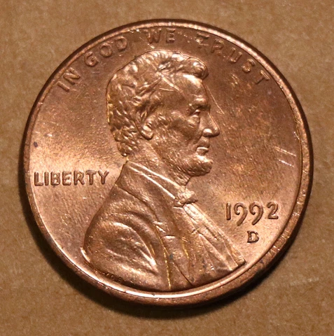 1992 D Lincoln Memorial Cents  BU Cover