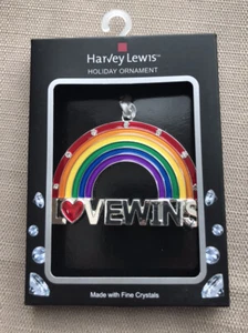 Harvey Lewis LGBTQ Christmas LOVE WINS Crystals Rainbow Ornament NEW - Picture 1 of 2