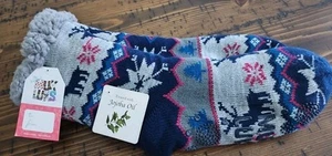 Muk Luks Damen Hüttensocken Small Medium blau grau Print - Bild 1 von 6