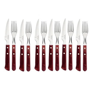 NEW Tramontina Churrasco Spanish Cutlery Set Red 12pce - Picture 1 of 2