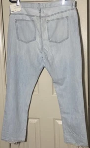 Gap Jeans Womens 33 Blue Relaxed Boyfriend Button Fly No Stretch Distressed NWT - Picture 1 of 7