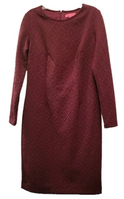 Vestido Betsey Johnson Manga Larga Cuello Redondo Talla 12 Borgoña Nuevo con Etiquetas Foto 1 de 4