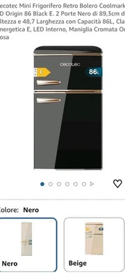 mini frigo Retrò Due Porte Con Congelatore E Frigo Nero Bronzo  - Immagine 1 di 2
