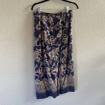 Vintage Talbots Wrap Skirt Womens 8 Purple Paisley Maxi Rayon Modest Classic - Image 1 of 4
