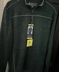 Pebble Beach Men's Dry-Luxe Performance 1/4 Zip Shirt, Green, Size S New - Picture 1 of 5