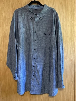NWT U.S POLO ASSN. Men's Blue Chambray Long Sleeve Button-Up Shirt Size 3XL - Image 1 of 4
