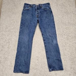 Vintage Y2K jeans Levi's 501 Mens 34x32 (fits 33x31) Straight Blue Button Fly - Picture 1 of 10