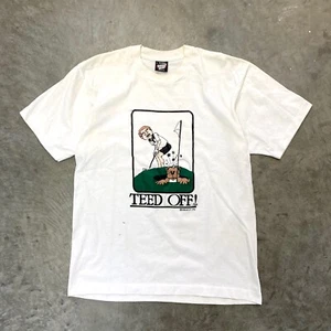 VTG 80s 90s Funny Golf T Shirt Teed Off Art Cartoon Single Stitch Screen Stars - Picture 1 of 3