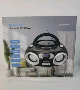 MEGATEK Reproductor de CD Portátil Bluetooth Boombox con Radio FM USB Auxiliar y Auriculares - Imagen 1 de 3