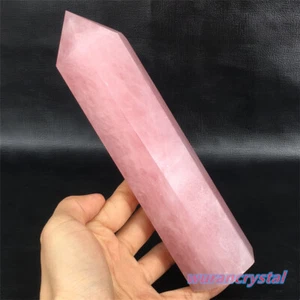 TOP!Natural Pink Rose Quartz Crystal Big Obelisk Point Wand Reiki Healing 1PC - Picture 1 of 12
