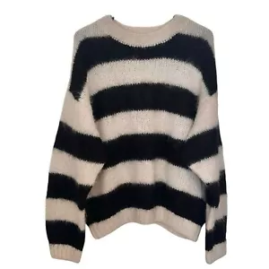 MOTHER The Jumper King Julian Stripe Sweater In Black, Large - Picture 1 of 8