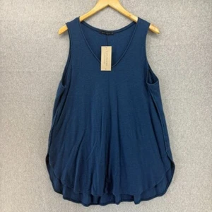 Cut Loose Womens XL Sleeveless Asymmetric Tank Tunic Top Naval Blue V-Neck NWT - Picture 1 of 11