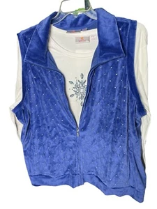 NWT Quacker Factory Sparkle Velour Vest 3X and Snowflake Long Sleeve Top - Picture 1 of 4