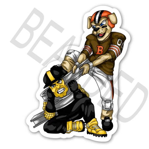 Cleveland Browns VS Pittsburgh Steelers MASCOT FIGHTS STICKER - NFL FOOTBALL Cover