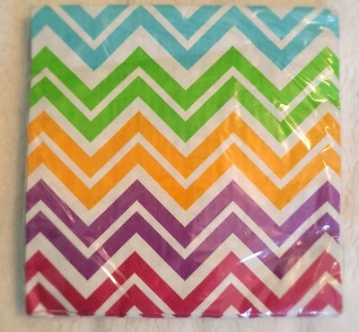 Birthday Party Chevron Rainbow Multi Color Paper Napkins WM663509 20 Pack 2 ply - Image 1 of 2