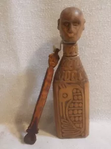 Betel Nut Lime Container Wood Tribal Back Facing Bird Motif West Timor Indonesia - Picture 1 of 7