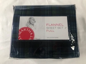 Juego de 4 hojas completas de franela a cuadros Martha Stewart Collection Markham 100 % algodón - Imagen 1 de 3