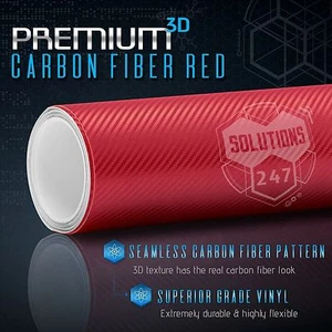 24" x 60" In Vinyl Wrap Bubble Free Air Release - 3D Red Carbon Fiber Matte (A) - Picture 1 of 8