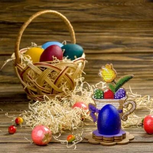 DIY Bead Embroidery Kit on Wood "Tulip with eggs" - Picture 1 of 6